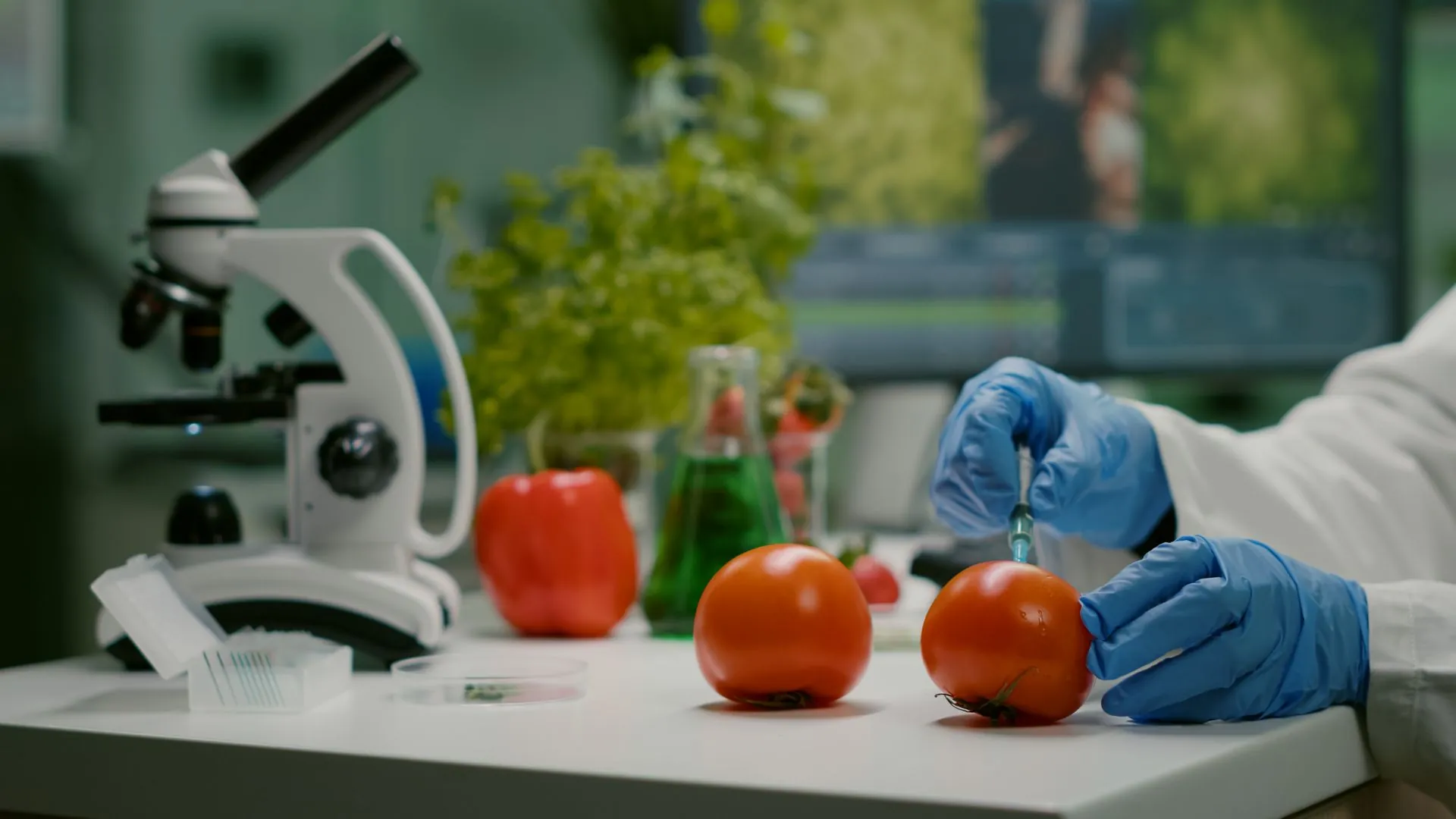Scientist performing food safety analysis in laboratory